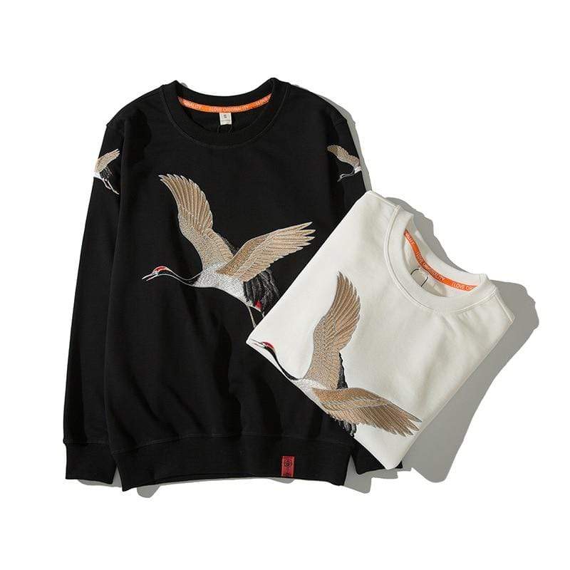 THE NLMU Official Store HOODIES & SWEATSHIRTS Crane Embroidery Pullover Sweatshirt
