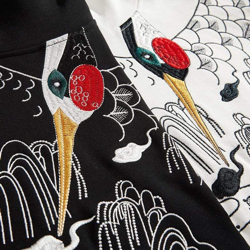 Kos Shipping Store HOODIES & SWEATSHIRTS Embroidered Crane Hoodie